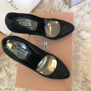 Miu Miu glitter black heels size 61/2 almost new